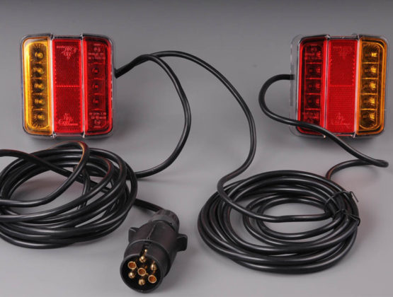 Magnetic-LED-light-on-trailer-behind-quad bike